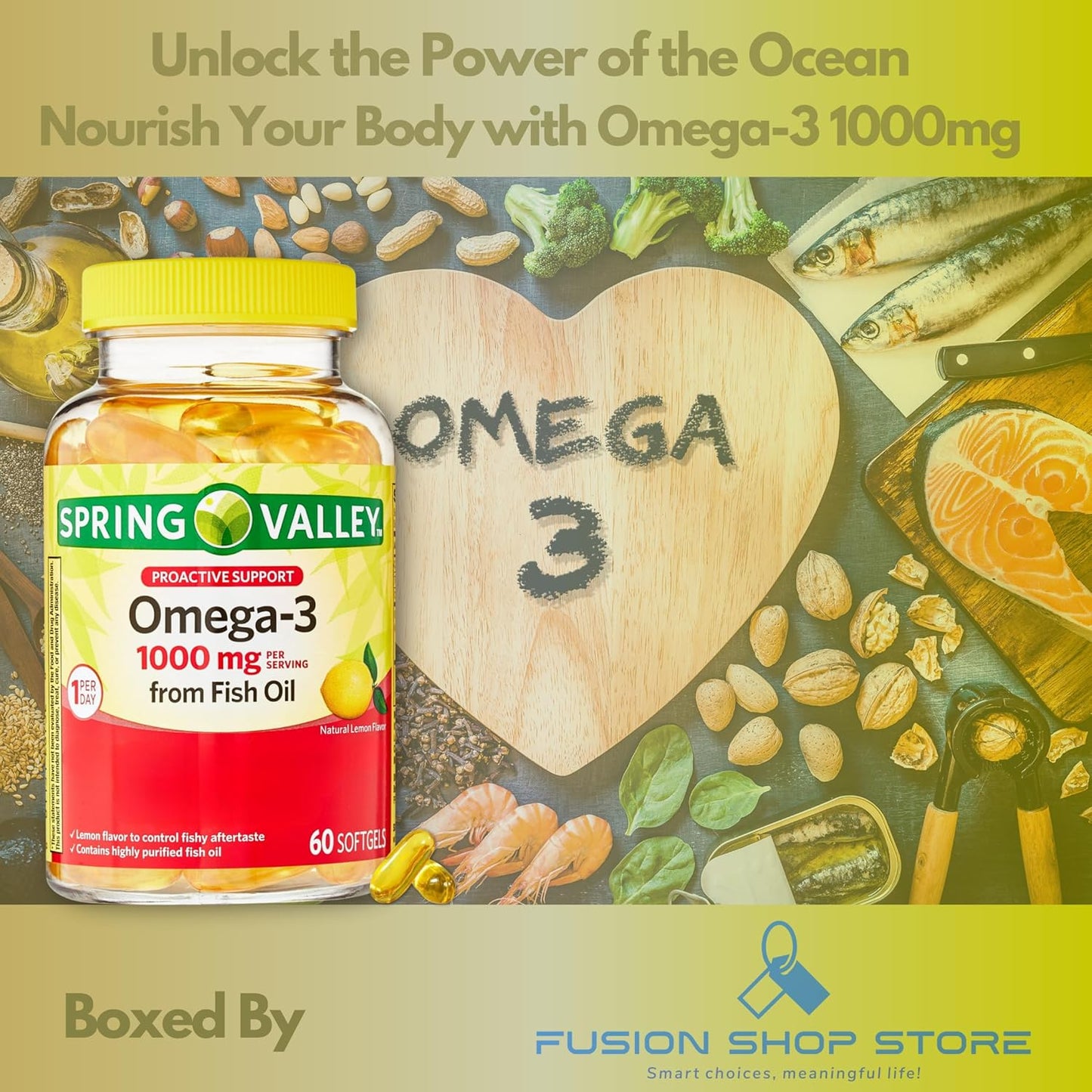 Omega-3 Fish Oil Softgels 1000mg (60 Count) - Fusion Shop Store