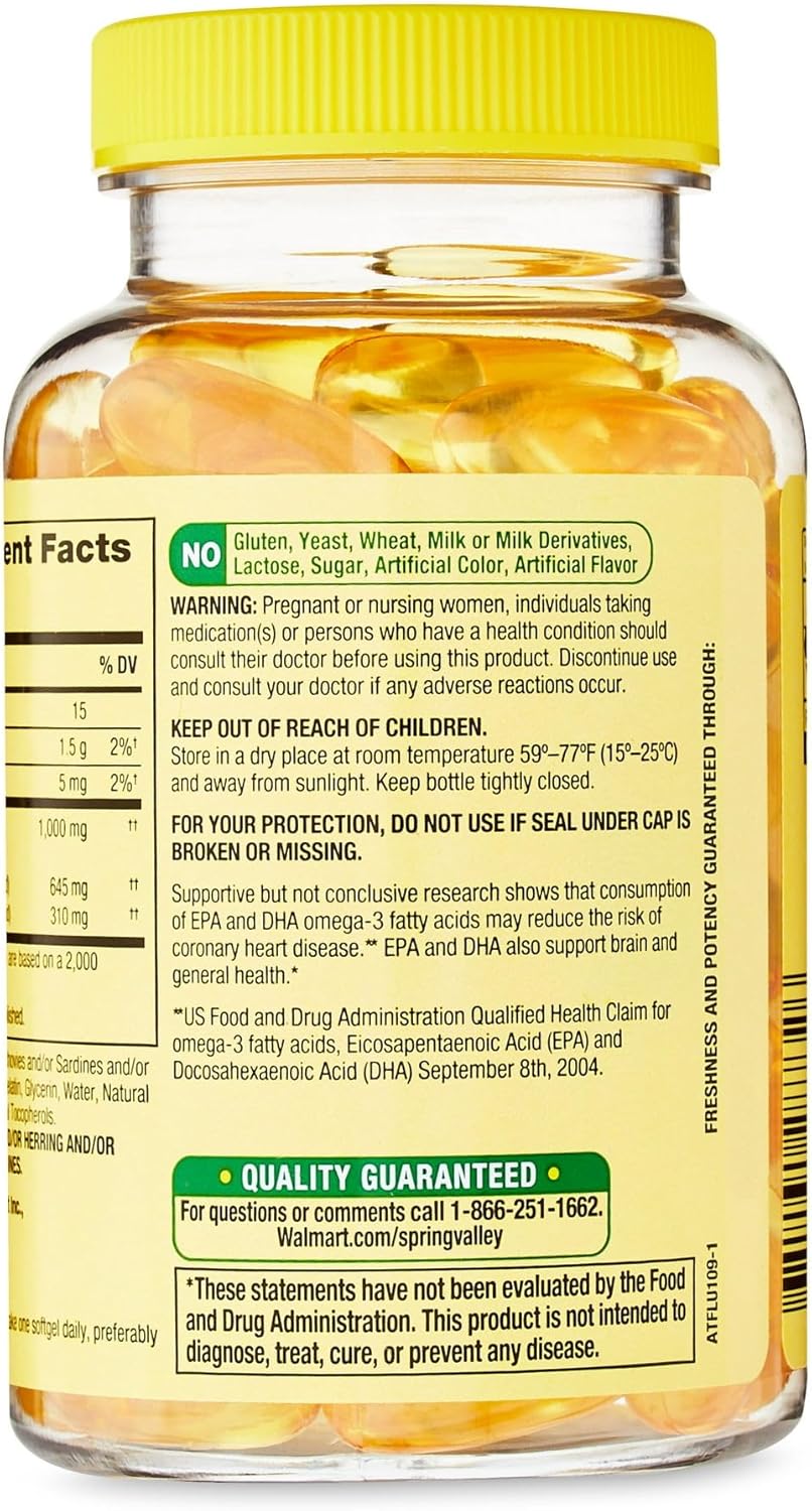 Omega-3 Fish Oil Softgels 1000mg (60 Count) - Fusion Shop Store