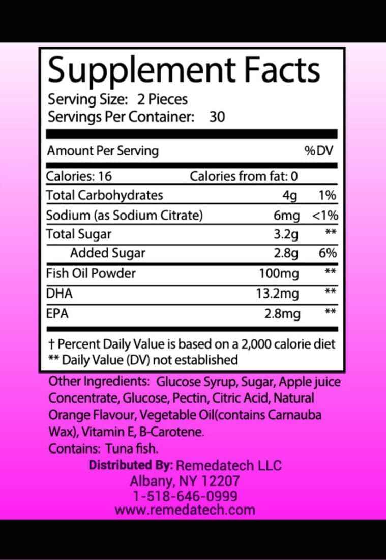 Omega-3 Gummies with DHA & EPA, Omega-3 Fish Oil, Promotes Heart & Brain Health, Eye Health, Immune Support, Natural Orange Flavour, 60 Gummies, 30-Day Supply