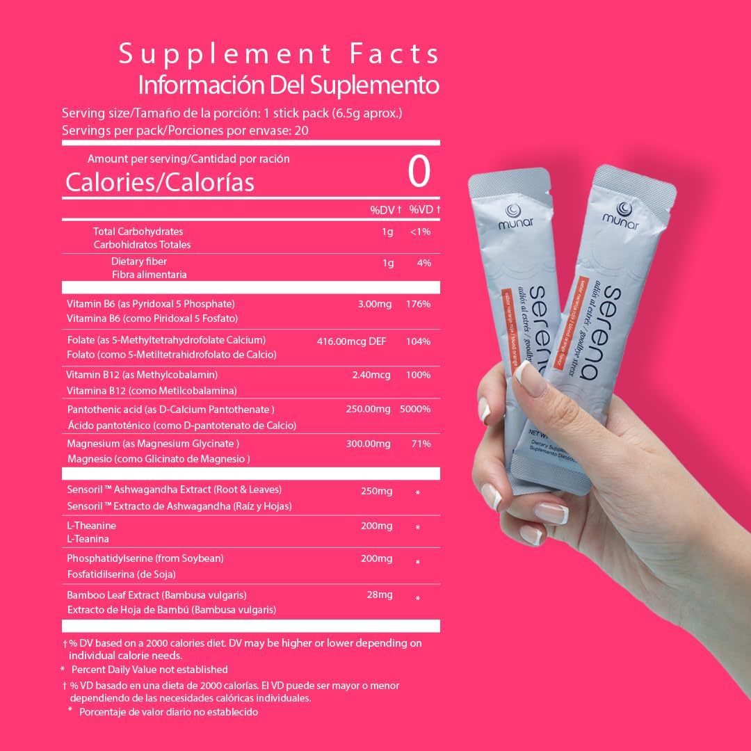 On-The-Go Stress Relief Supplement with Magnesium Glycinate and Ashwagandha - Mood Support and Sleep Aid in 20 Stick Packs