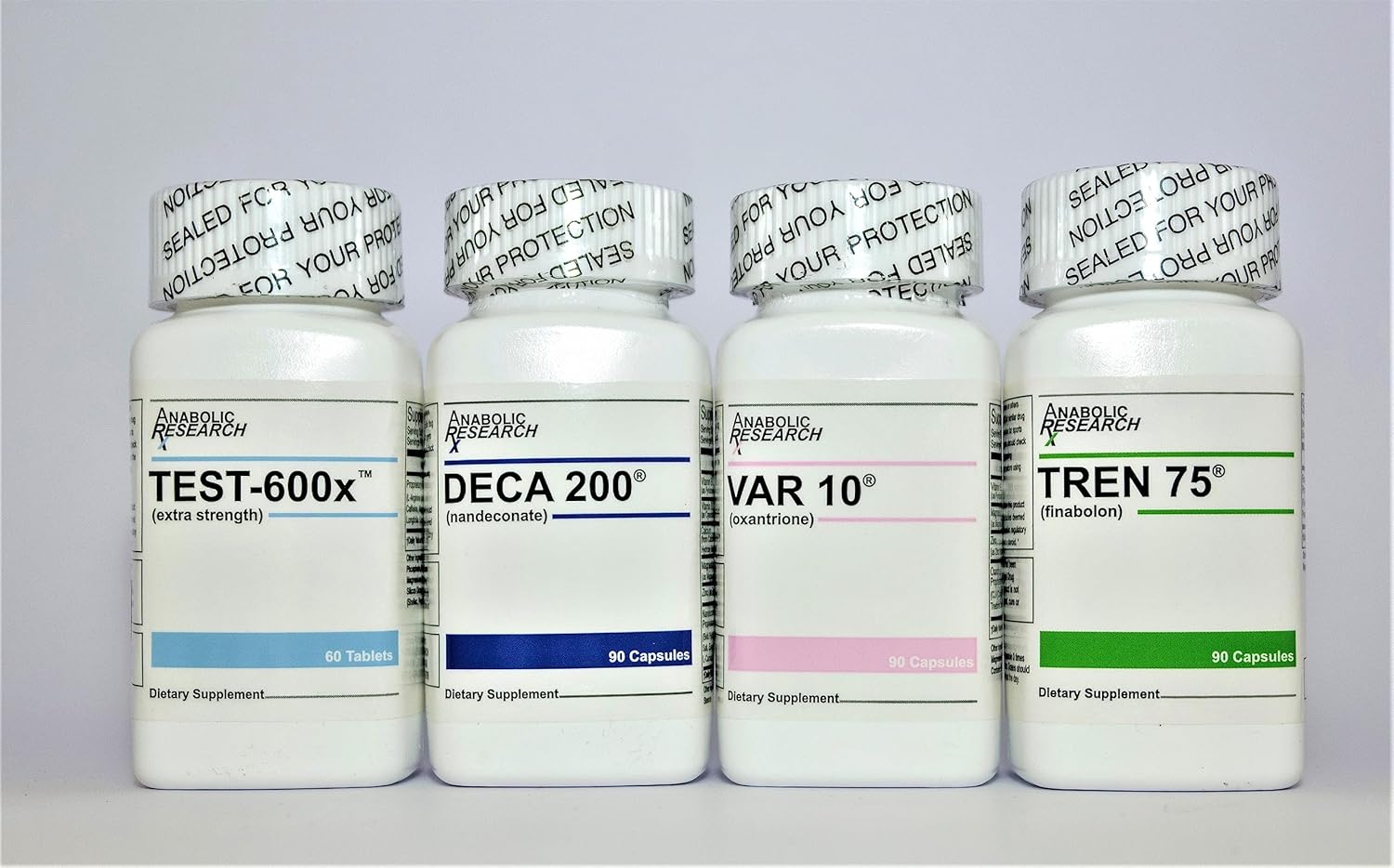 One Month Supply Anabolic Research Power Stack Test Support System with Test-600x, Deca 200, VAR 10, and Tren 75