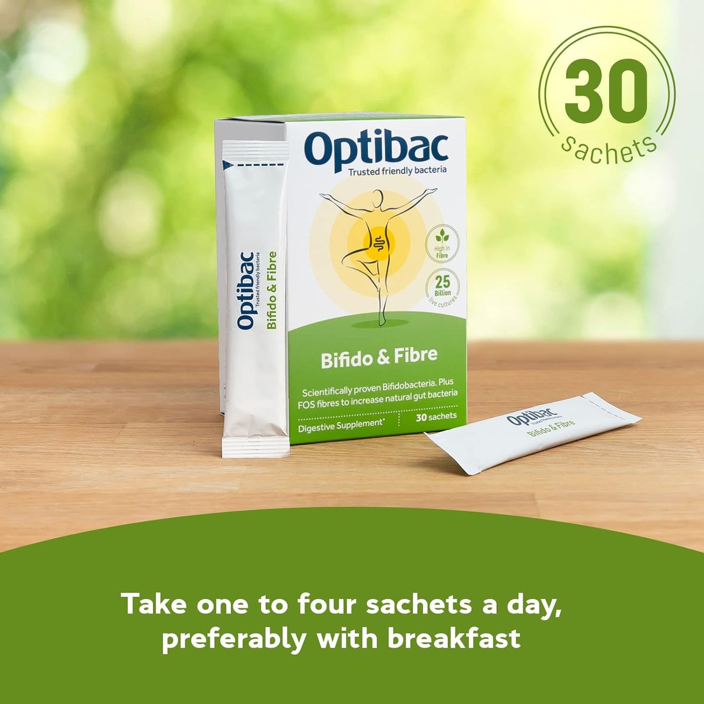 OptiBac Probiotics Bifidobacteria & Fibre - 30 Sachets for Gut Health