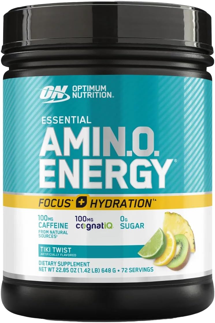 Optimum Nutrition Amino Energy + Electrolytes, Tiki Twist Flavor, 1.42 lbs - Essential Workout Supplement for Energy Boost