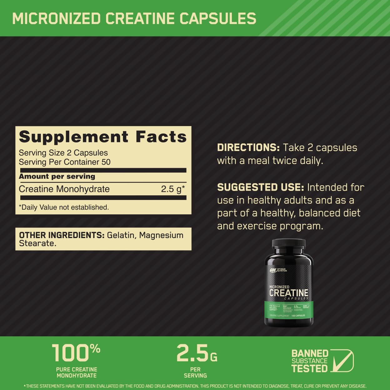 Optimum Nutrition Creatine Monohydrate and HMB Capsules Bundle for Muscle Support and Recovery
