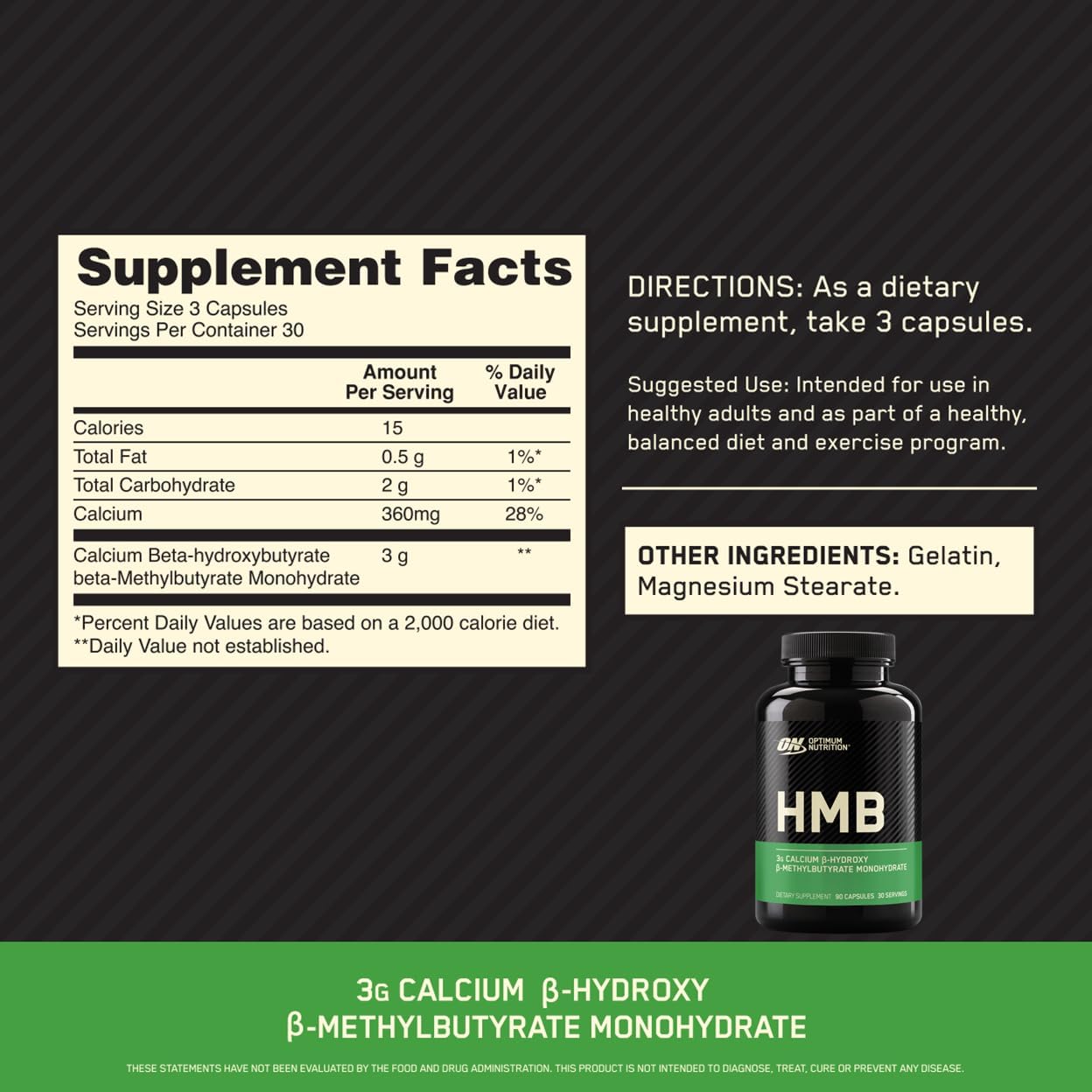 Optimum Nutrition Creatine Monohydrate and HMB Capsules Bundle for Muscle Support and Recovery