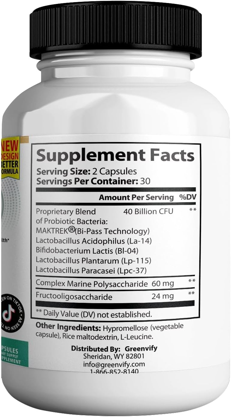 Oral Probiotic Supplement 40 Billion CFU Supports Teeth & Gum Health Gluten Free - 60 Capsules