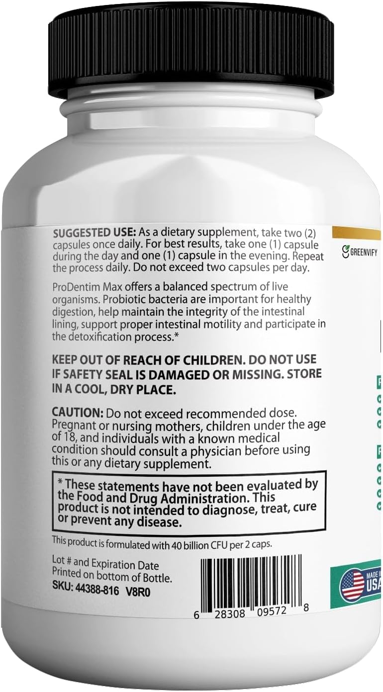 Oral Probiotic Supplement 40 Billion CFU Supports Teeth & Gum Health Gluten Free - 60 Capsules
