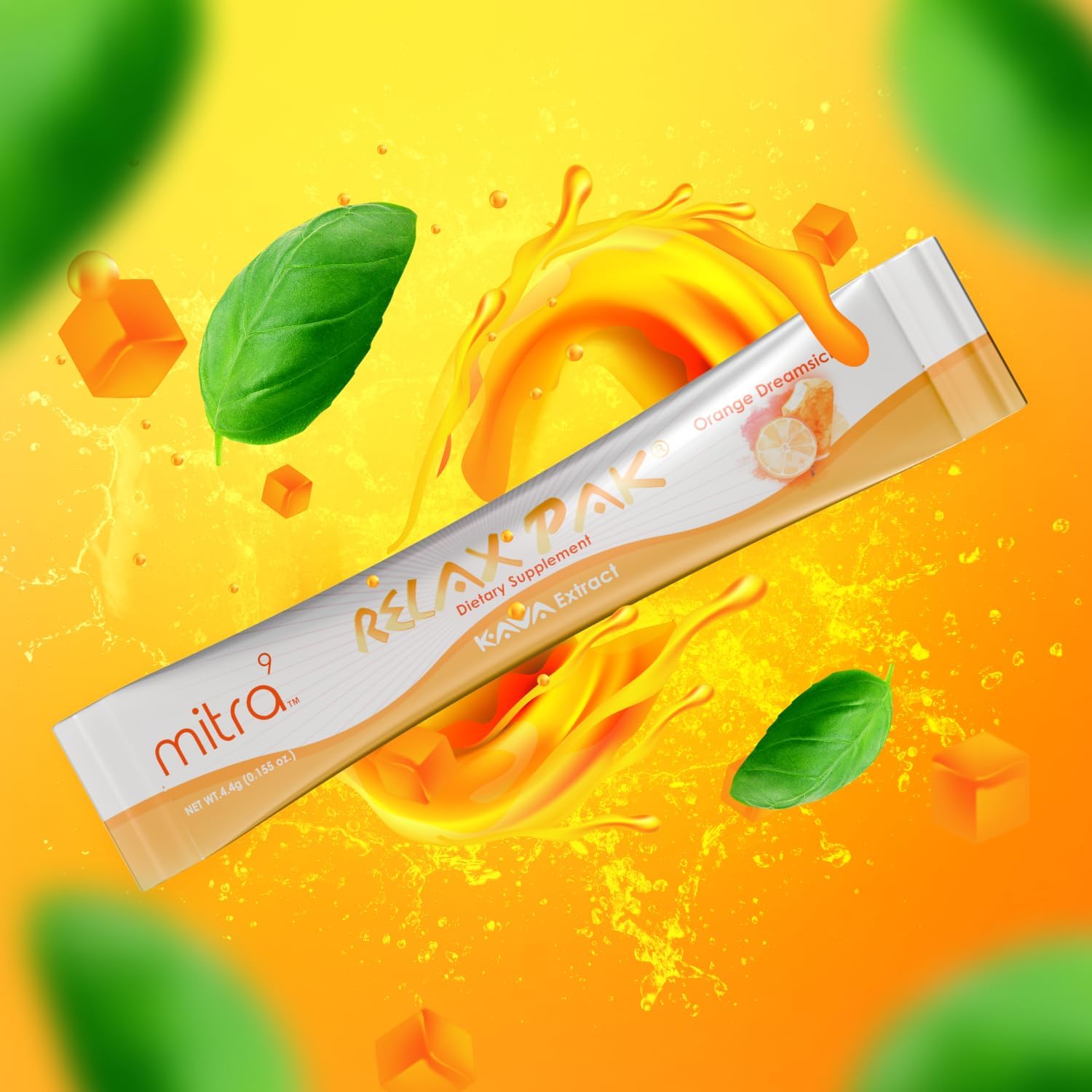 Orange Dreamsicle Kava Extract Powder Packets - Mitra9 RelaxPak for Calm & Clarity | Mood Enhancer | Plant Based Single-Serving Sticks (30)