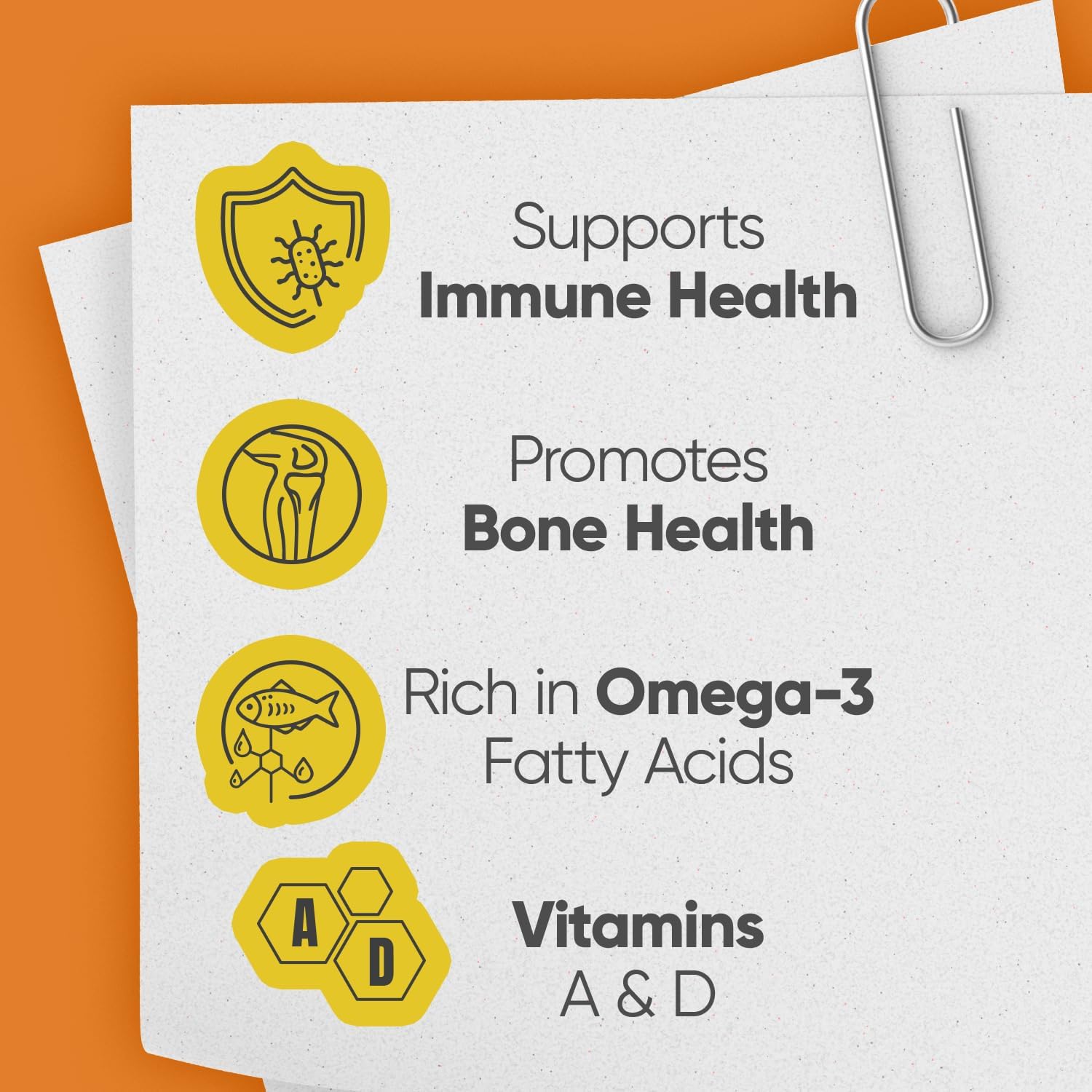Orange Flavored Cod Liver Oil Liquid with Vitamins A, D, E & B1 for Immune & Bone Health - Omega-3 Fish Oil Supplement for Kids & Adults - 2 Pack of 6.5 fl oz Each