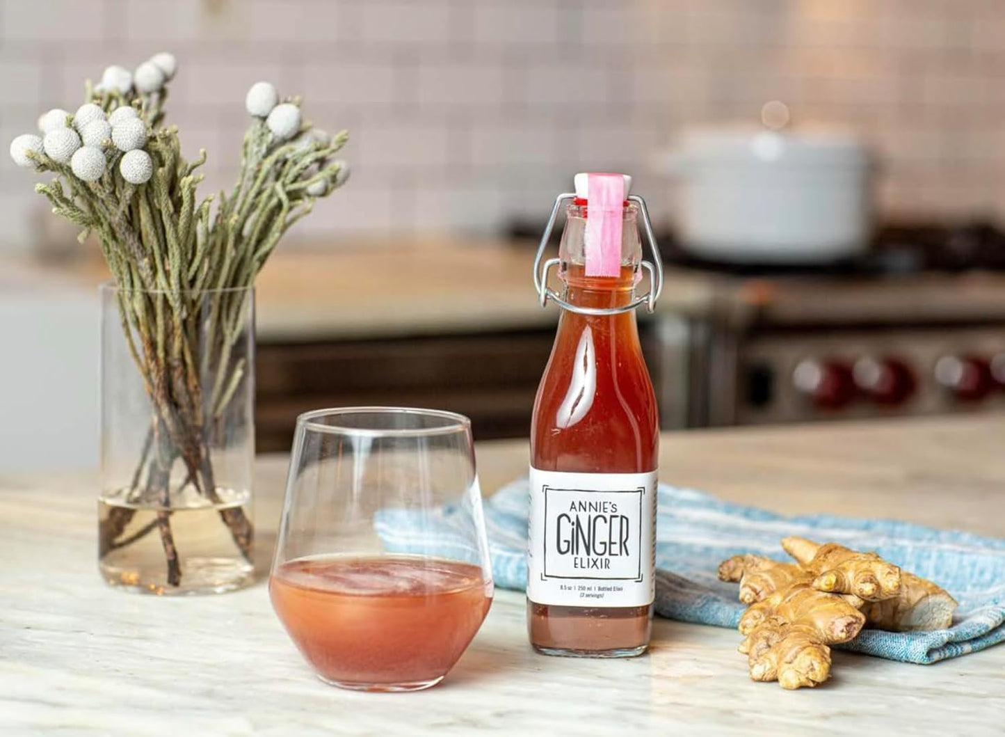 Organic 17oz Ginger Elixir Shot for Digestive Cleanse and Immune Defense, Non-GMO Wellness Tonic