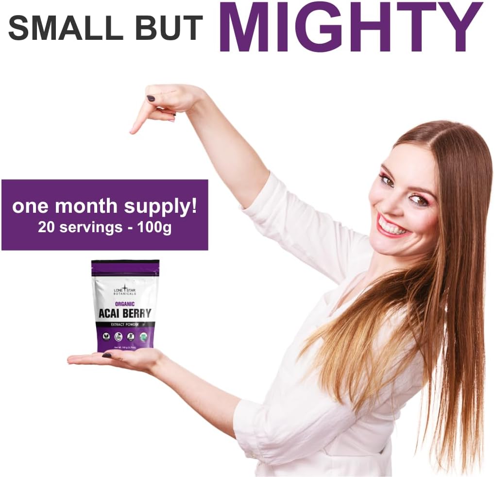 Organic AƧai Berry Superfood Powder - 3.52oz (100g) - Rich in Antioxidants, Vitamins, and Minerals - Ideal for Smoothies, Soups, and Salads