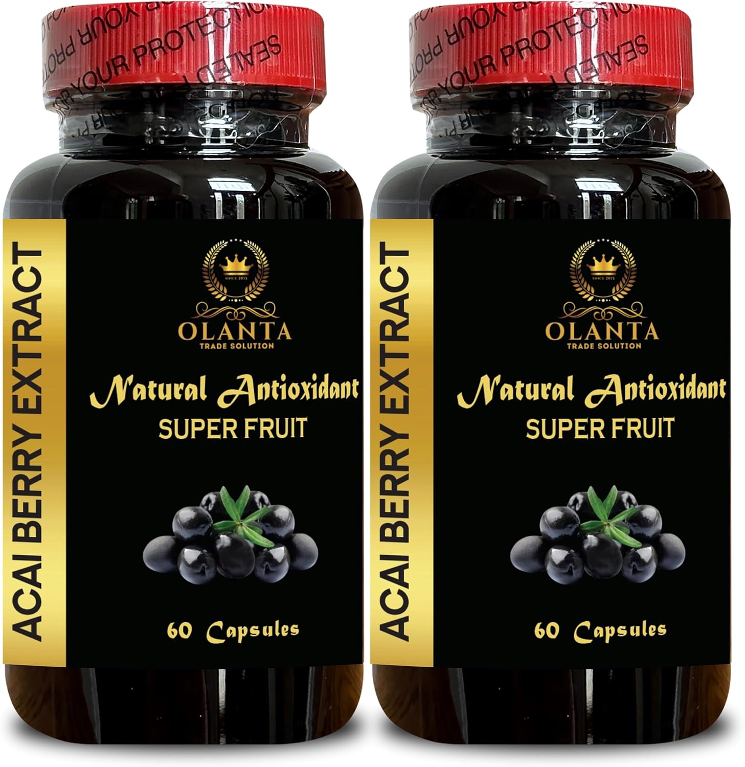 Organic ACAI Berry Extract Dietary Supplement - Superfood for Daily Energy Support - 2 Bottles 120 Capsules