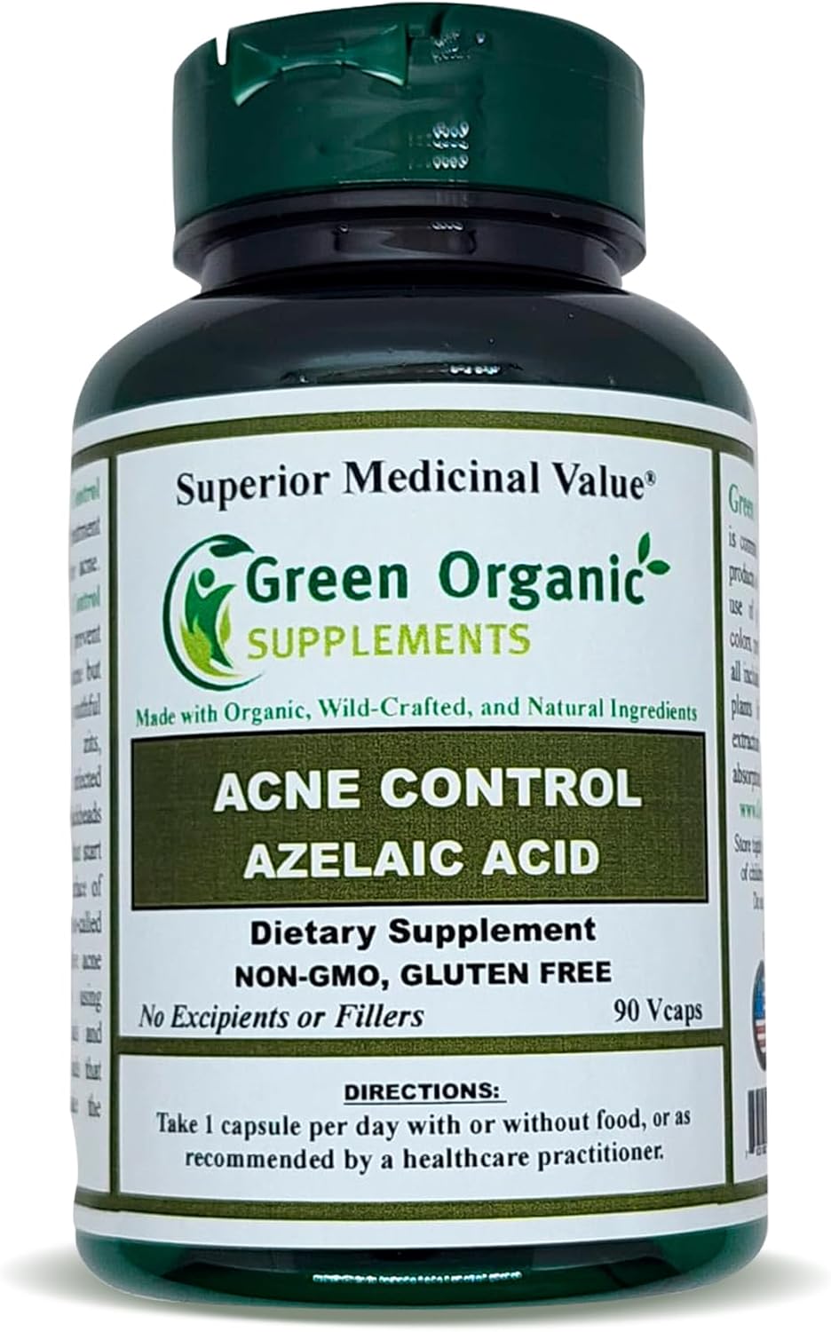 Organic Acne Supplements with Azelaic Acid, 90 VCaps, High Absorption, Non-GMO, Gluten-Free (2 Pack)