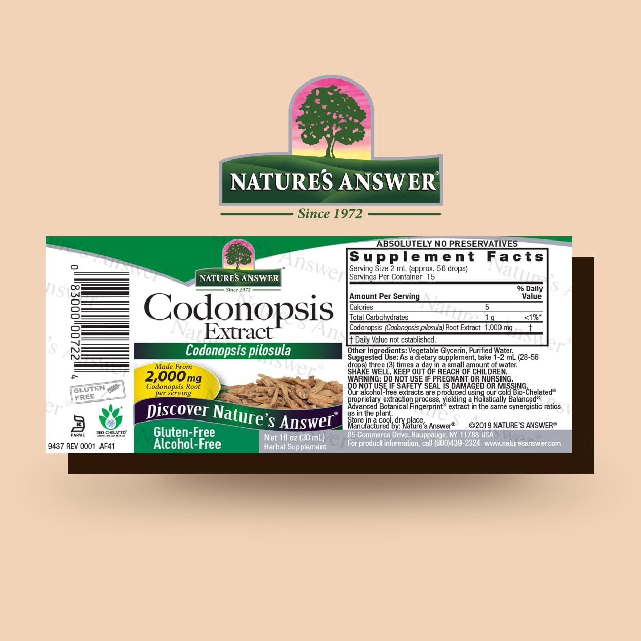 Organic Alcohol-Free Codonopsis Root Extract for Immune Support and Natural Energy Boost - 1 fl oz