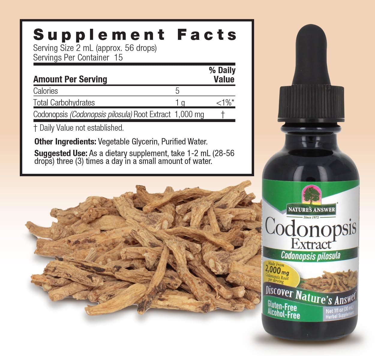 Organic Alcohol-Free Codonopsis Root Extract for Immune Support and Natural Energy Boost - 1 fl oz