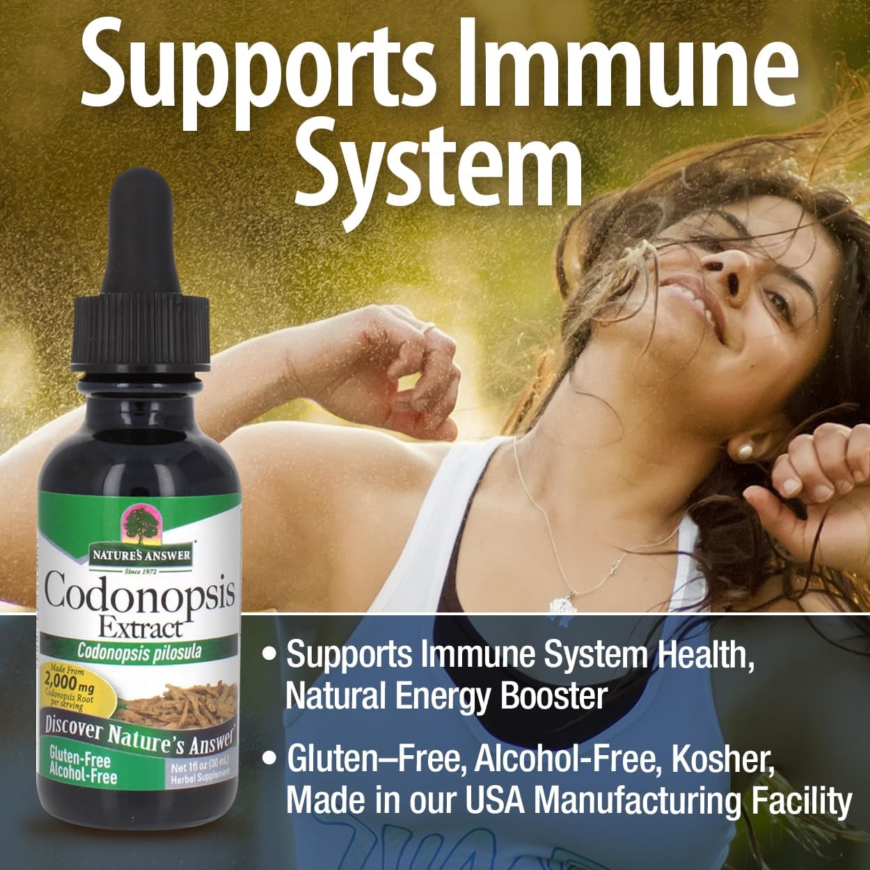Organic Alcohol-Free Codonopsis Root Extract for Immune Support and Natural Energy Boost - 1 fl oz