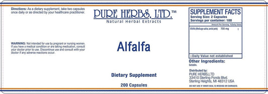 Organic Alfalfa Capsules by Pure Herbs, Ltd. - Natural Herbal Supplement for Health and Wellness