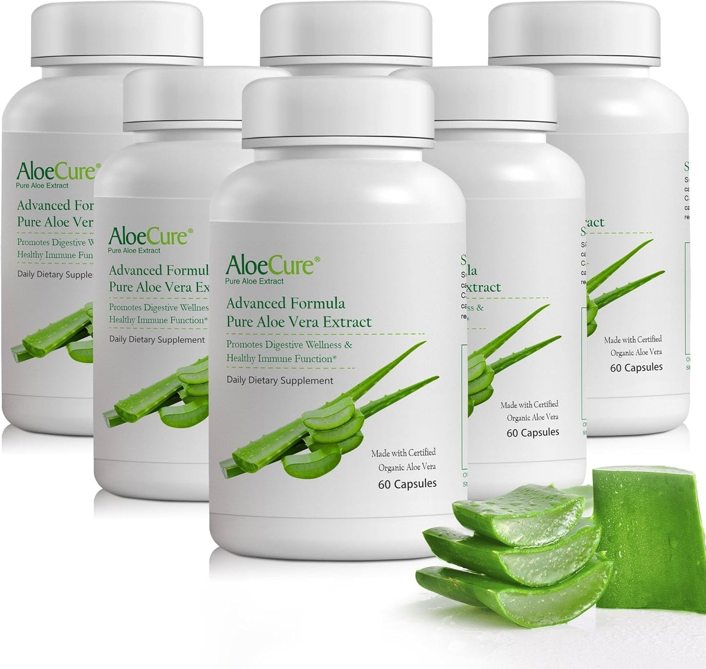 Organic Aloe Vera Capsules: 130,000mg Inner Leaf Equivelant, Gut Health Support, Stomach Acid Buffer, Immune Supplement - 60 Capsules