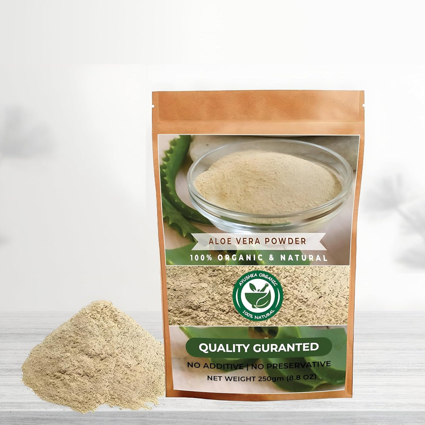 Organic Aloe Vera Powder - Hair, Skin, Natural Remedies - 100% Pure, Chemical-Free - 250Gm