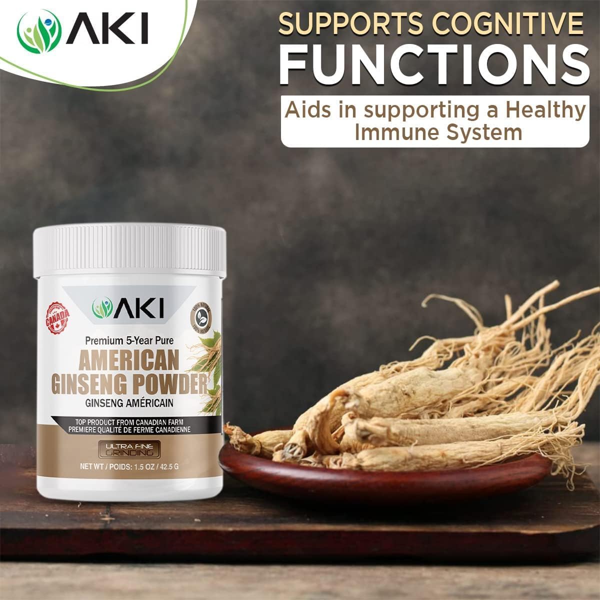 Organic American Ginseng Powder with 4% Ginsenosides - Perfect for Coffee and Smoothies - 1.5oz Pack
