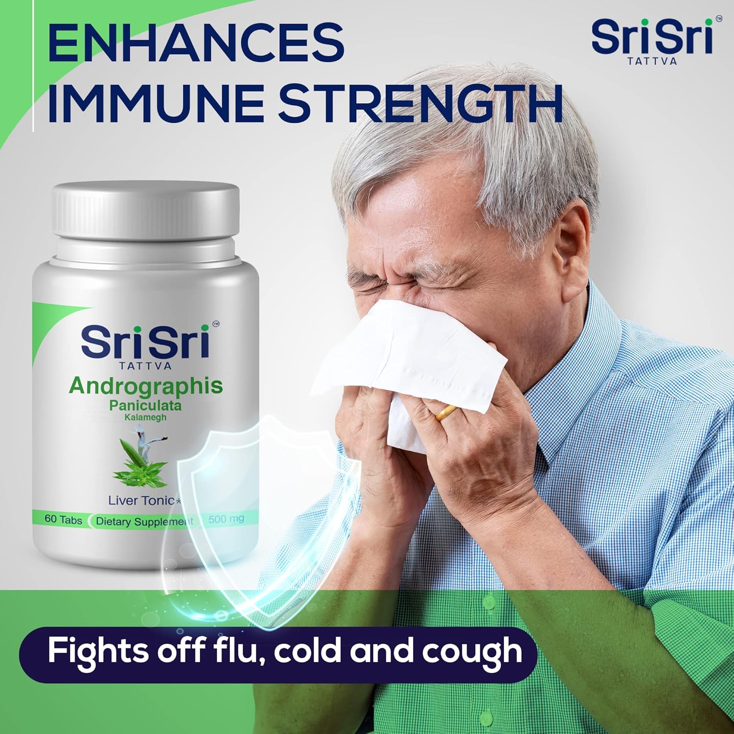 Organic Andrographis Paniculata Supplements - 60 Tablets for Respiratory Wellness & Immune Strength - 500 mg Herbal Tablets by SRI SRI TATTVA