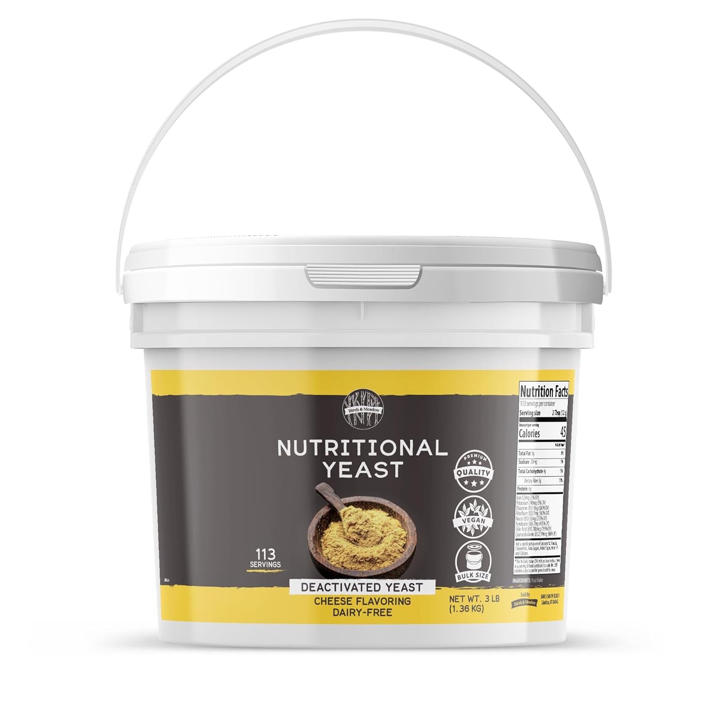 Organic Birch & Meadow Nutritional Yeast Flakes - 1 Gallon Bulk Size for Popcorn and More