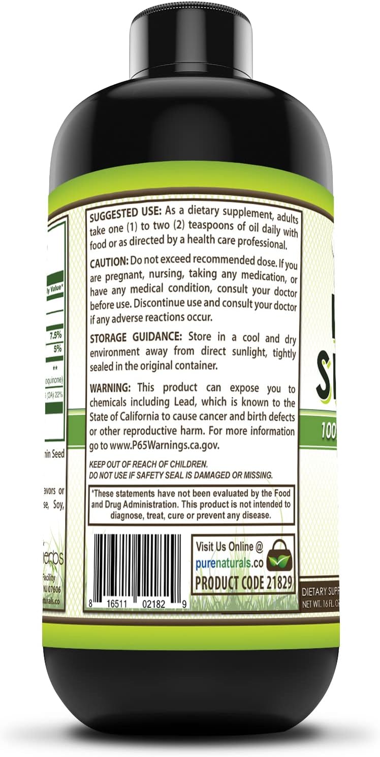 Organic Black Seed Oil Supplement | 16 Oz Bottle | 5 G Per Serving | 96 Servings | Non-GMO & Gluten-Free | USA-Made