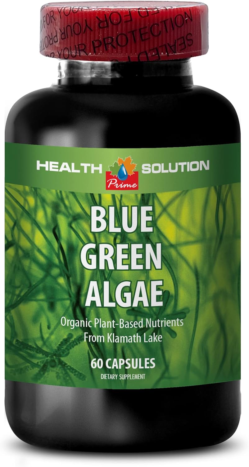 Organic Blue Green Algae Spirulina Capsules from Klamath Lake - 500MG Supplement with Chlorella Powder - 60 Capsules