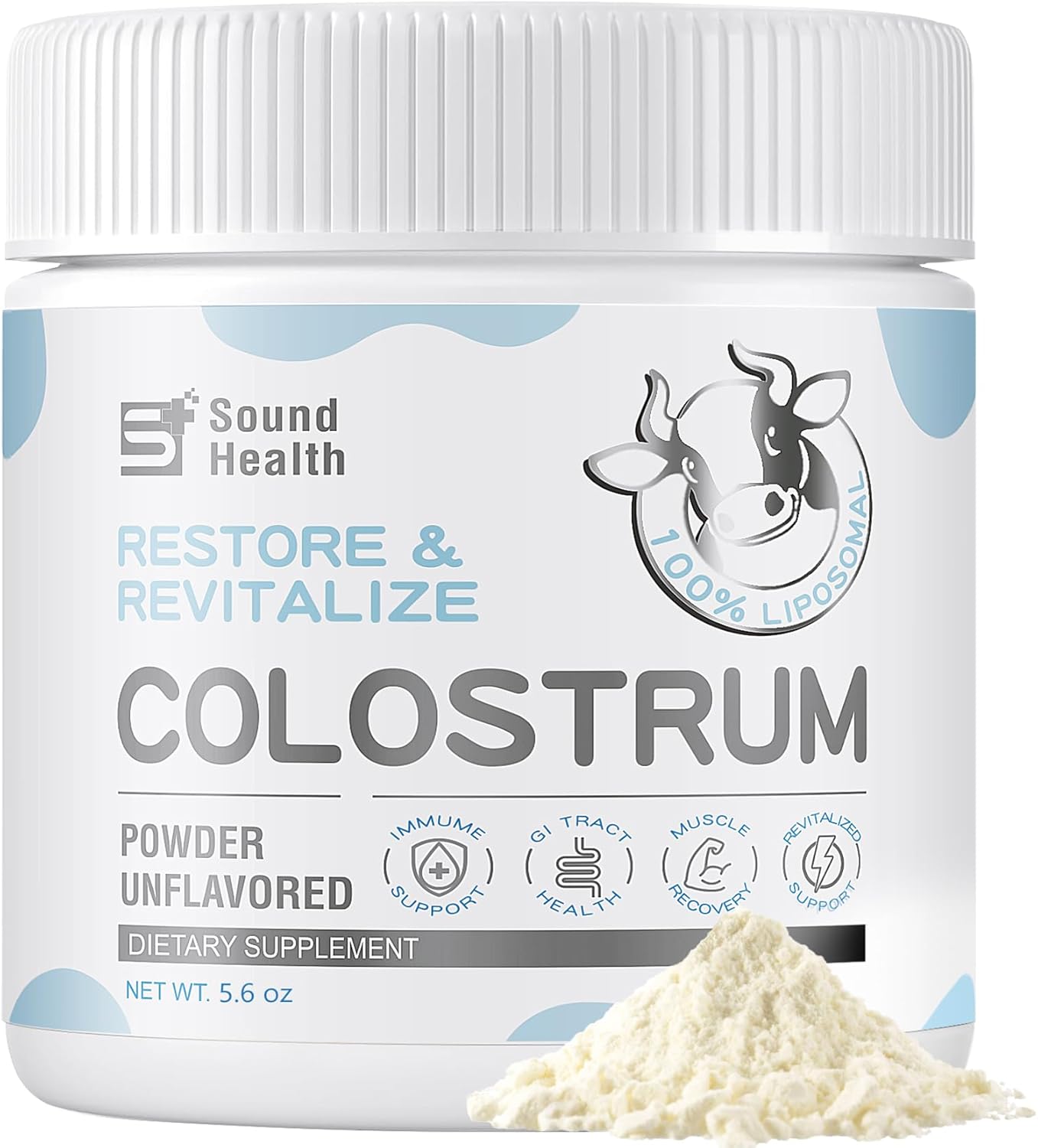 Organic Bovine Colostrum Powder Supplement - Supports Gut Health, Hair Growth & Immune System - Unflavored - 73 Servings