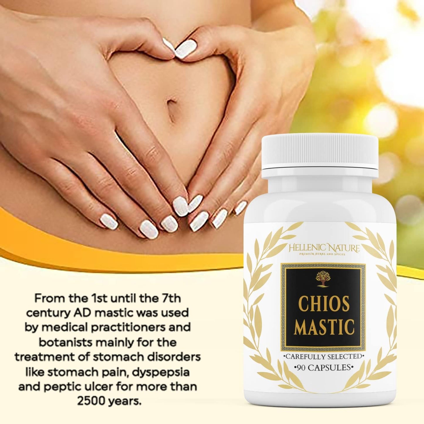 Organic Chios Mastic Gum Capsules for Health Improvement - Vegan Breath Care, Sugar-Free, Premium Herbs & Spices - Ideal for H Pylori, No Carb Diet