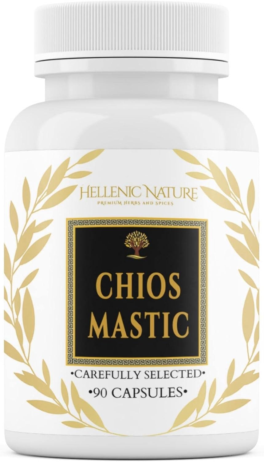 Organic Chios Mastic Gum Capsules for Health Improvement - Vegan Breath Care, Sugar-Free, Premium Herbs & Spices - Ideal for H Pylori, No Carb Diet