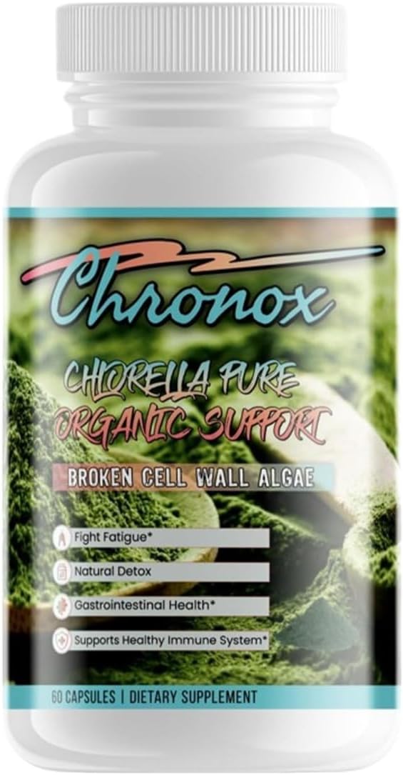 Organic Chronox Chlorella Supplement - 60 Capsules for Healthy Immune System & Reduced Fatigue - Broken Cell Wall Tablets - Top Dietary Supplement