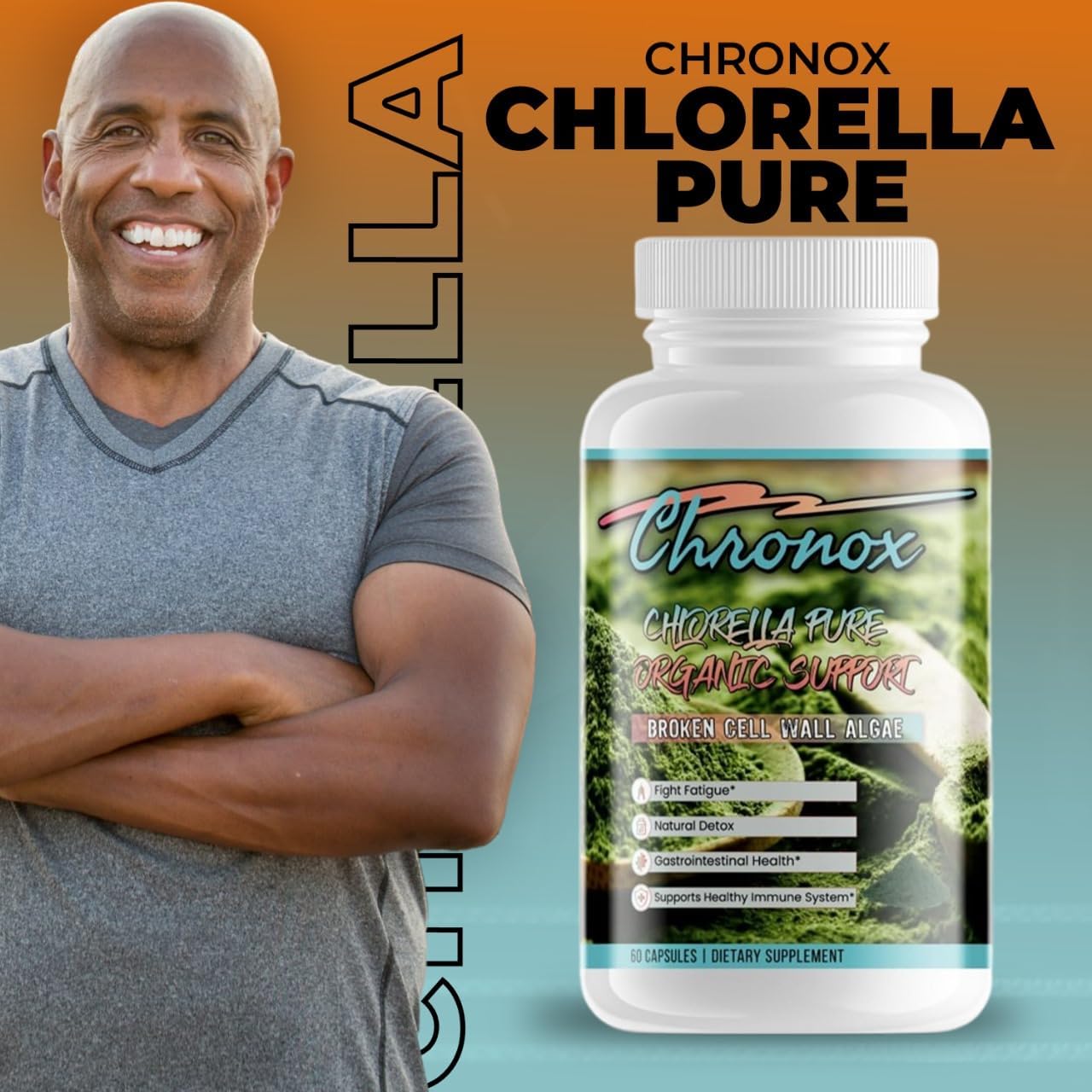 Organic Chronox Chlorella Supplement - 60 Capsules for Healthy Immune System & Reduced Fatigue - Broken Cell Wall Tablets - Top Dietary Supplement