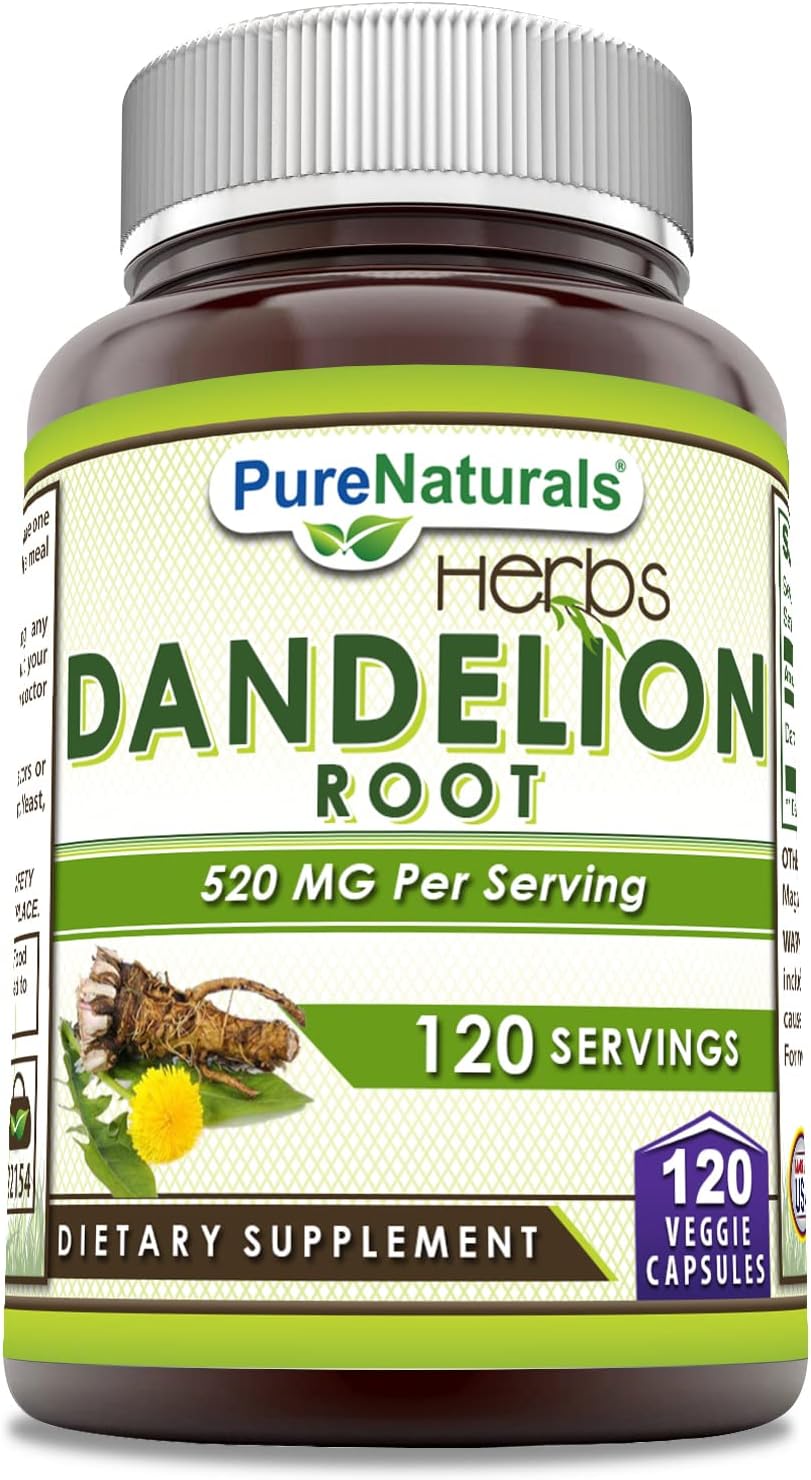 Organic Dandelion Root Capsules 520mg - 120 Count Veggie Pills | Non-GMO & Gluten Free Supplement | USA Made