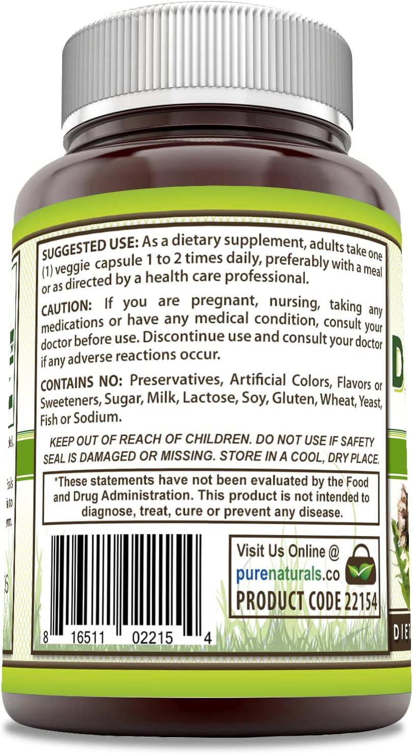 Organic Dandelion Root Capsules 520mg - 120 Count Veggie Pills | Non-GMO & Gluten Free Supplement | USA Made