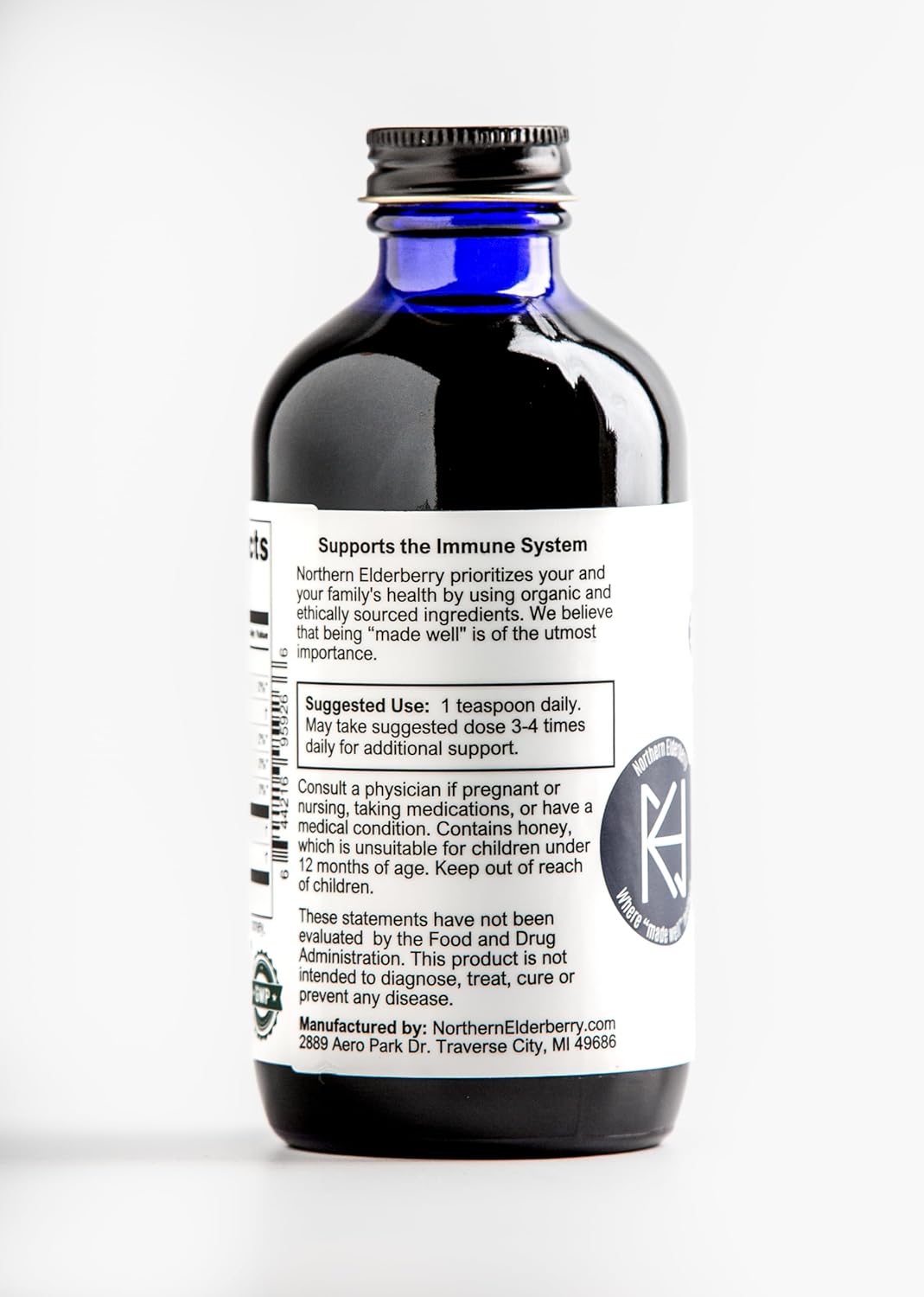 Organic Elderberry Syrup with Echinacea, Rosehips, and Honey - Immune Wellness Support - USA-Made - Gluten-Free