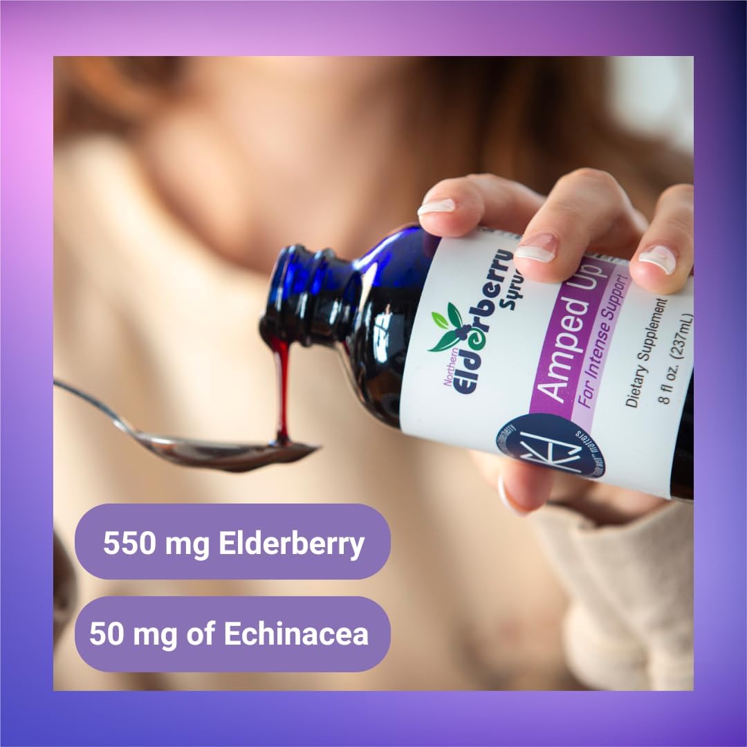 Organic Elderberry Syrup with Echinacea, Rosehips, and Honey - Immune Wellness Support - USA-Made - Gluten-Free