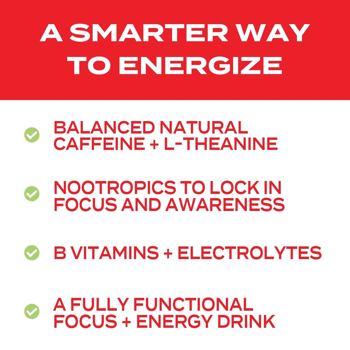 Organic Energy Drink Powder with Lion’s Mane & Nootropics - Focus Blend with Vitamins & Electrolytes - Natural Caffeine, Sugar Free (Fruit Punch)