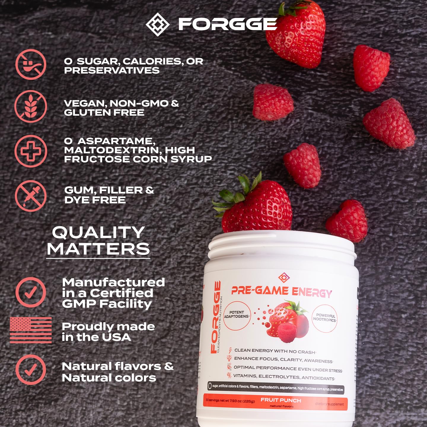 Organic Energy Drink Powder with Lion’s Mane & Nootropics - Focus Blend with Vitamins & Electrolytes - Natural Caffeine, Sugar Free (Fruit Punch)