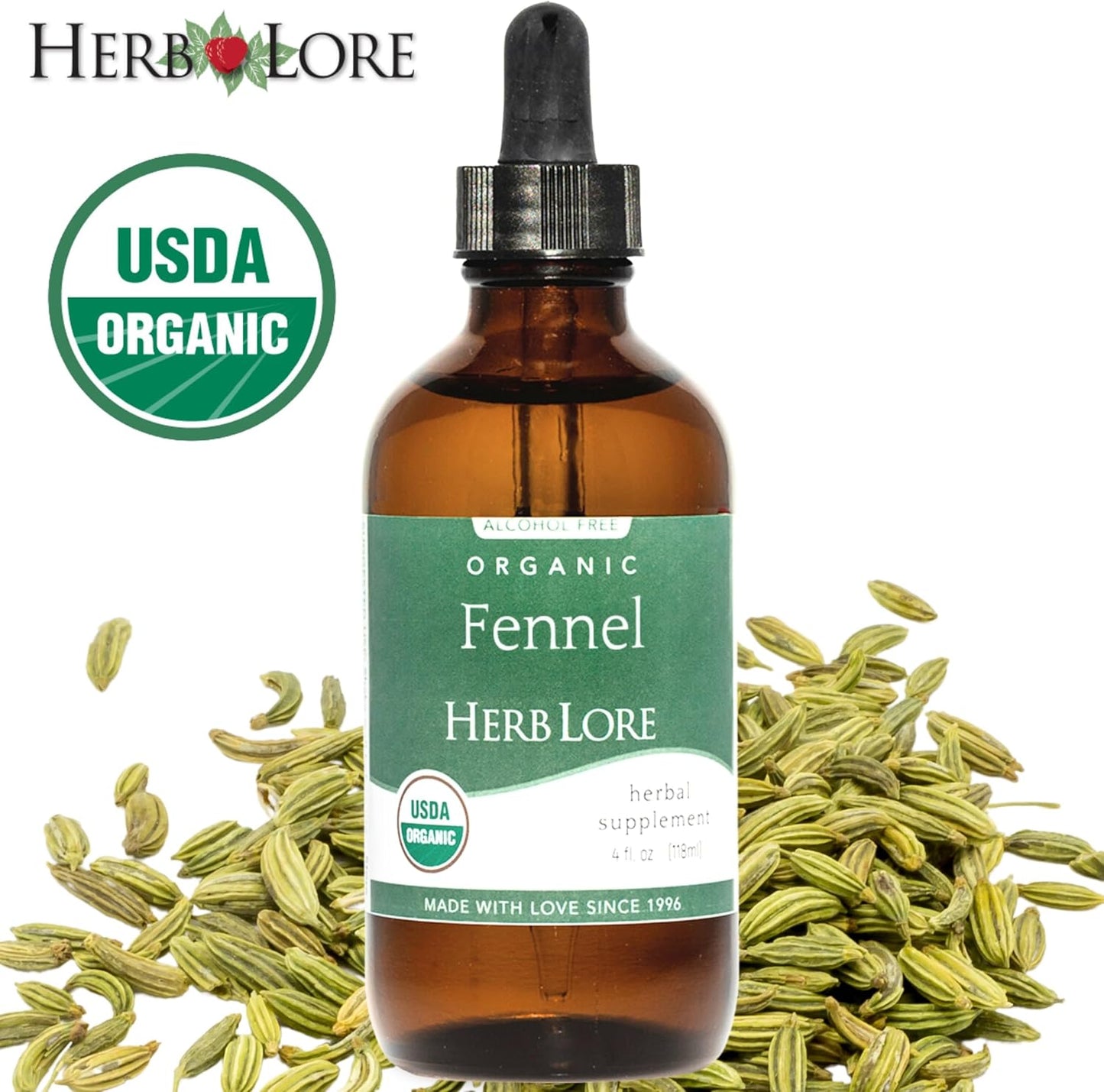 Organic Fennel Tincture for Digestive Support & Breastfeeding - Herb Lore (4 fl oz)