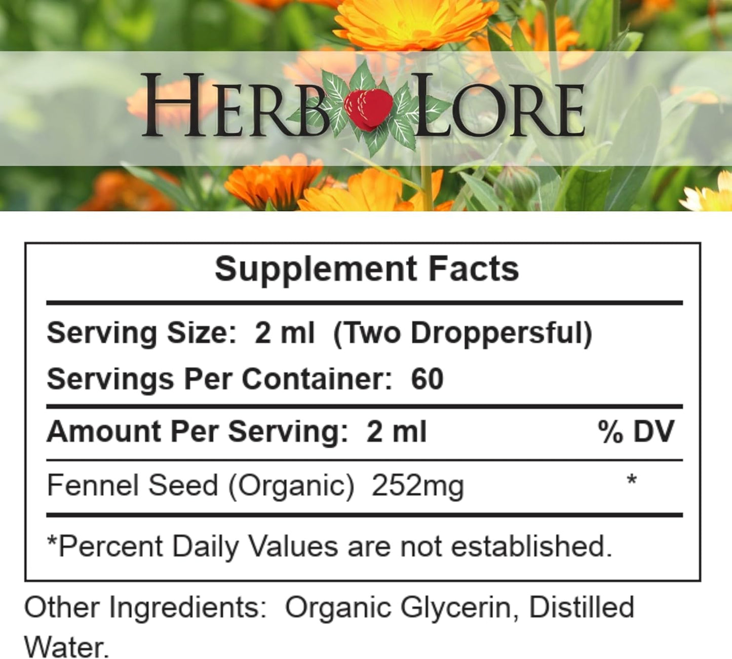 Organic Fennel Tincture for Digestive Support & Breastfeeding - Herb Lore (4 fl oz)