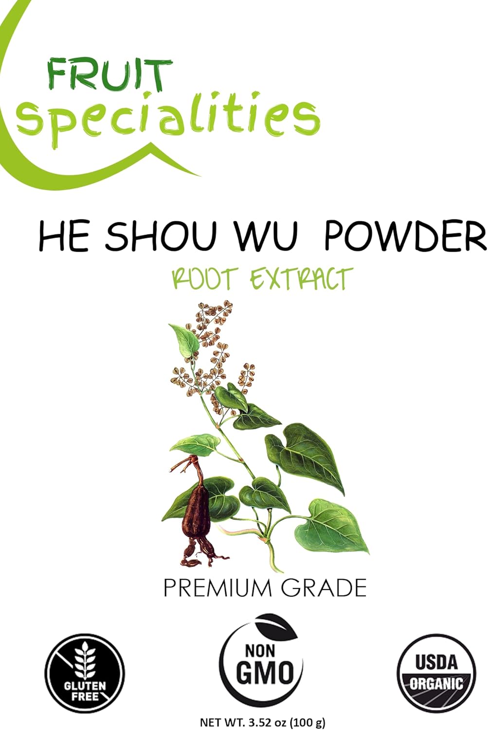 Organic Fo-Ti Root Powder - Pure He Shou Wu Supplement (3.52 oz)
