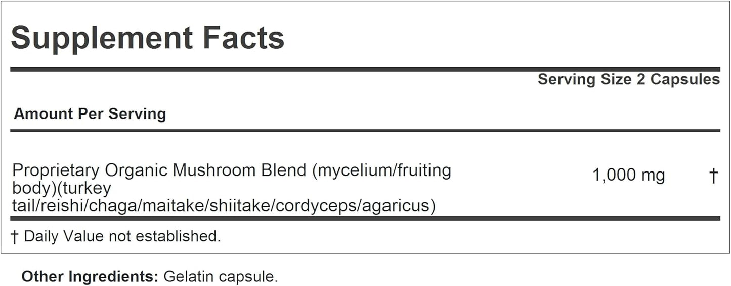 Organic Full Spectrum Immune Mushroom Complex Supplement - 720 Capsules for Healthy Immune Function - No Additives - Andrew Lessman