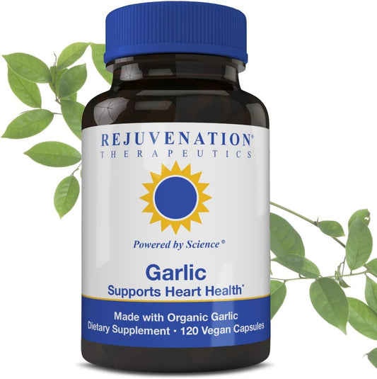 Organic Garlic Capsules for Heart Health & Immune System Support - 120 Vegan Capsules by Rejuvenation Therapeutics