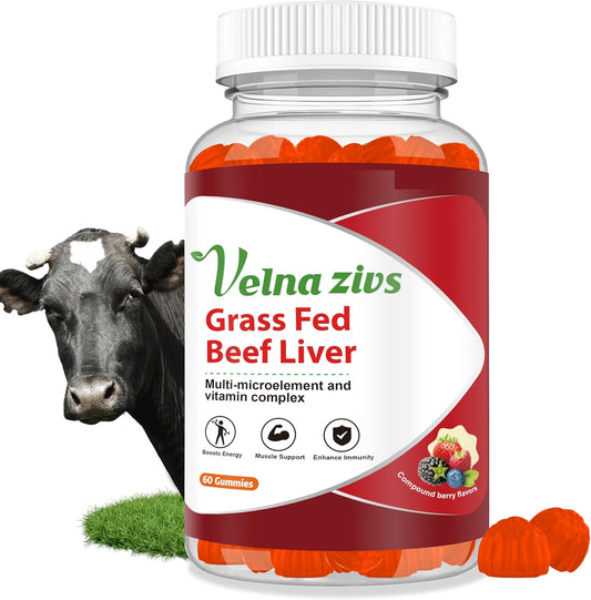 Organic Grass-Fed Beef Liver Gummies with High Protein & Vitamins | Energy Boost & Digestion Support | Non-GMO, 60 Count