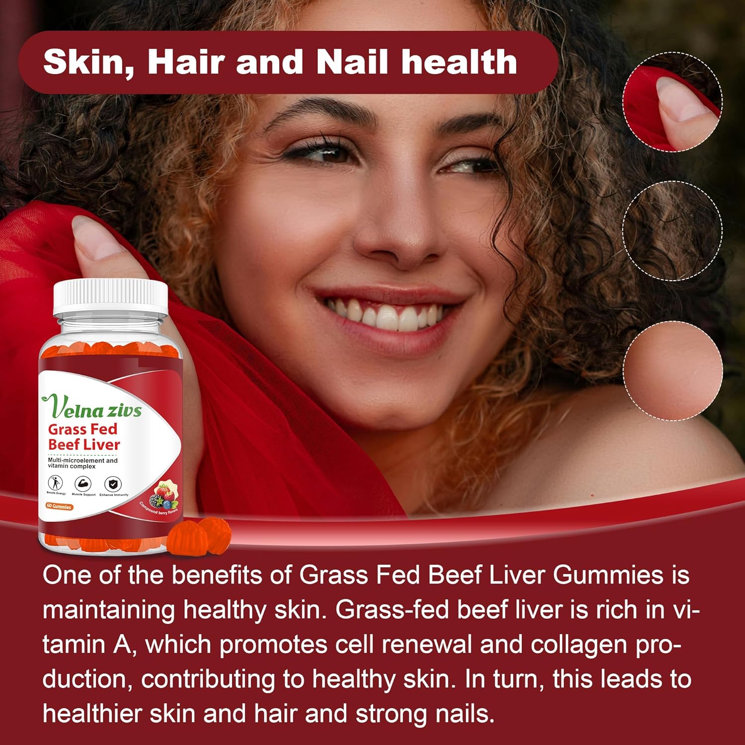 Organic Grass-Fed Beef Liver Gummies with High Protein & Vitamins | Energy Boost & Digestion Support | Non-GMO, 60 Count