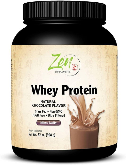 Organic Grass-Fed Whey Protein Powder - Chocolate Flavor - 19g Protein Per Serving - Keto-Friendly - 32 Oz