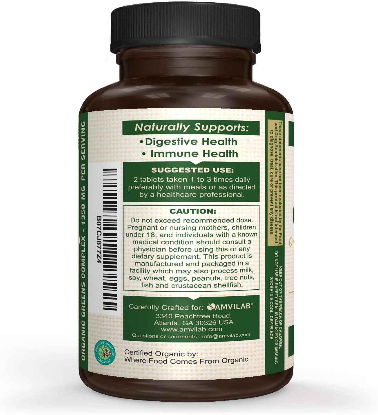 Organic Greens, Fruits & Veggies Best Supplement to Boost Energy, Detox, Enhance Health. USDA Organic, Gluten Free, Vegan, Non-GMO, No. 1 Source of Essential Nutrient-Rich Super-Food 60 Count