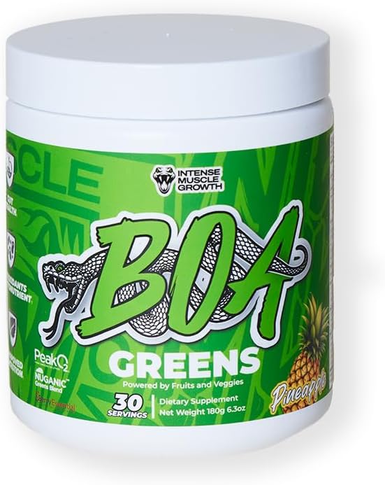 Organic Greens Powder Superfood Supplement with Fruits, Veggies, Antioxidants, Mushroom Blends - Supports Digestive Health - Gluten-Free, Non-GMO, Vegan - Pineapple Flavor - 180g