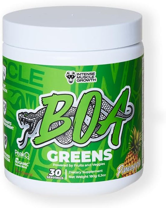 Organic Greens Powder Superfood Supplement with Fruits, Veggies, Antioxidants, Mushroom Blends - Supports Digestive Health - Gluten-Free, Non-GMO, Vegan - Pineapple Flavor - 180g